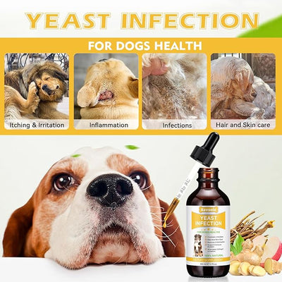 Yeast Infection Treatment for Dogs, Xsvseie Dog Ear Infection Treatment Natural Yeast Treatment Drops for Dogs,Dog Herbal Supplement Soothing Irritation & Itching Discomfort for All Breeds & Size