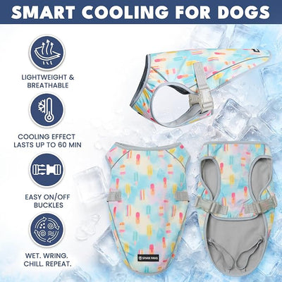 Spark Paws Dog Cooling Vest - SPF 50 UV Sun Protection - Summer Heat Relief Gear for Dogs, Lightweight, Evaporative Cooling - Dog Anxiety Relief Vest During Hot Days - Popsicles - Size 4XL