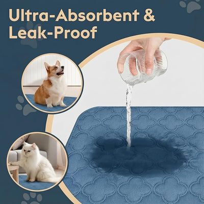 FunFurry Washable Pee Pads for Dogs - 1 Pack Reusable Pee Pads，Waterproof Puppy Pads，Pet Training Pads，Super Absorbent with Dog Paw Shape Non-Slip Backing (Blue, 72" X 72" - 1 Pack)