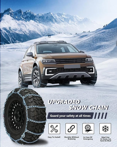 SCITOO Snow Chains for Car Pickup Trucks SUV,Quick Easy Installation Tire Traction Chain,Adjustable Universal Emergency Anti-Skid Thickening Tire Chains Width 265 275 315(16" 17" 18" 19" 20")-Set of 2