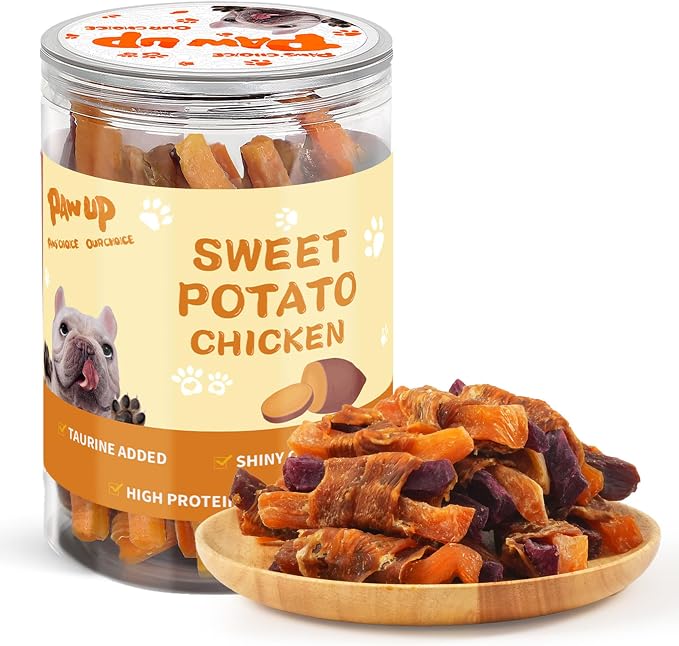 Chicken Sweet Potato Dog Treats, Double Sweet Potato Chews with Taurine, Healthy Pet Snacks for Small Medium Large Dogs, 12.5 oz