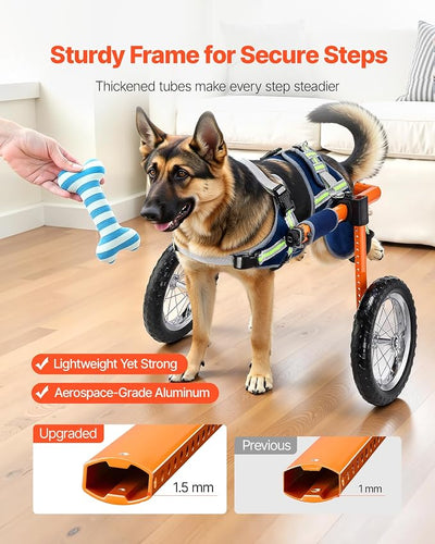 VEVOR Dog Wheelchair for Back Legs, Lightweight 2 Wheels Pet Wheelchair, Height, Width & Length Adjustable, Dog Cart with Shock-Absorbing Wheels, for Injured, Disabled Dogs