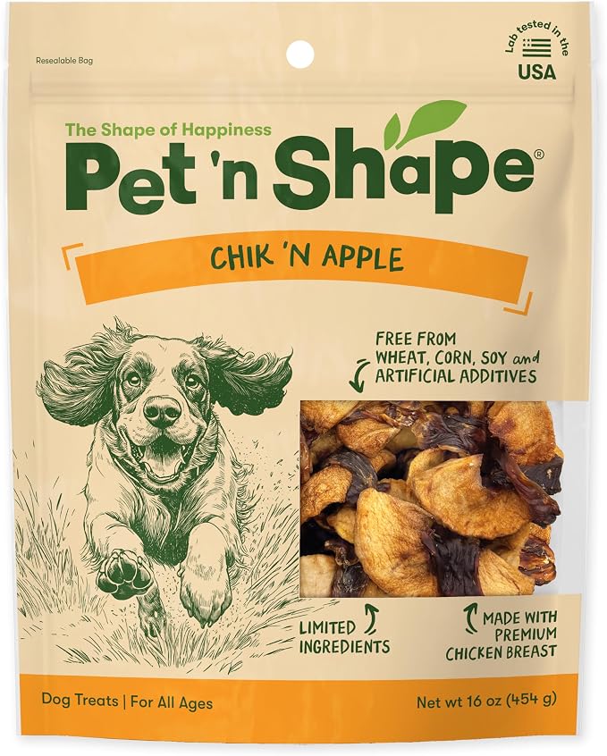 Pet ‘n Shape Chik 'n Apple Jerky - Natural Wrapped Dog Treats – 16 Oz
