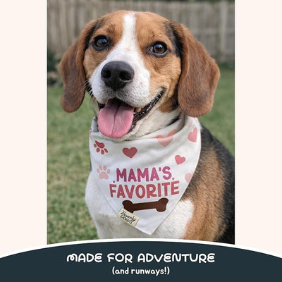 Funny Snap-On Dog Bandana for Small Medium Large Pets, Dogs Cats Adjustable Handkerchief Scarf for Girl & Boy, Cute Puppy Apparel & Accessories (Mama's Favorite, X-Large)