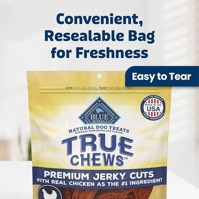 Blue Buffalo True Chews Chicken Premium Jerky Cuts Natural Dog Treats, Real Meat Dog Snacks, Healthy Reward or Training Treat, Made in the USA with Real Chicken & Natural Ingredients, 22 oz.