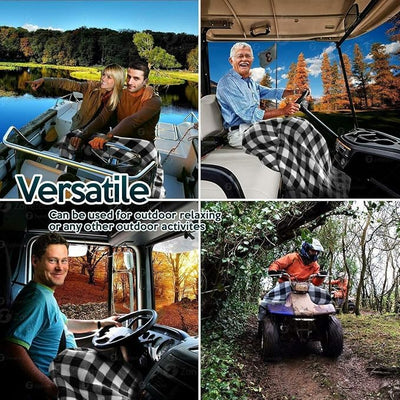 ZONETECH Car Travel Blanket –Premium Quality 12V Automotive Black and White Plaid Polar Fleece Material Comfortable Great for Winter, Home, Road Trip and Camping