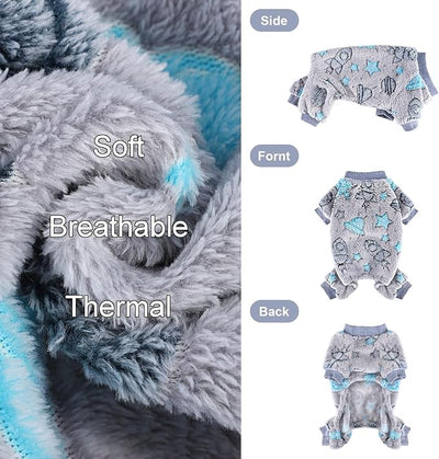 Sebaoyu Dog Pajamas for Small Dogs, Glow in Dark Tie Dye Unicorn Doggy Sweater, Super Soft Velvet Material Chihuahua Yorkie Tiny Doggie Clothes Outfits (Grey,XX-Small)