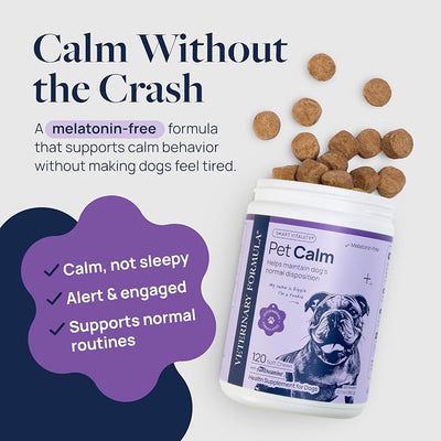 Veterinary Formula Pet Calm 60ct – Vet-Formulated Calming Chews for Dogs with L-Theanine, L-Tryptophan for Behavior Support, Relaxation Treats, Puppy Chews for Stressful Situations, Dog Calming Aid