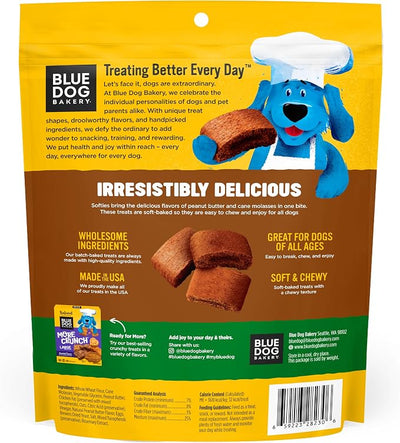Blue Dog Bakery Softies, Soft & Chewy Peanut Butter Dog Treats, Medium Size, Healthy Treats, All Natural Ingredients,10 oz (Pack of 8)