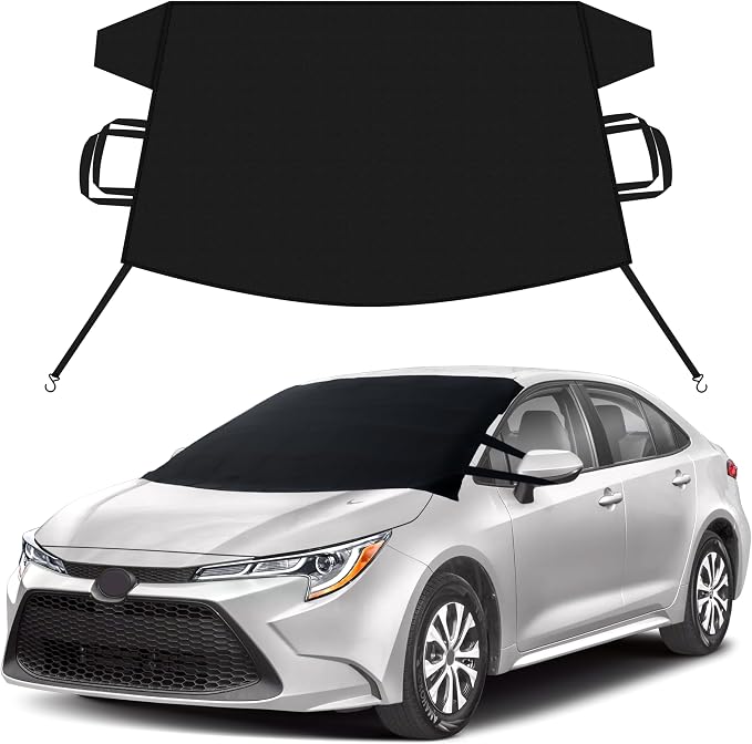 EcoNour Snow Cover for Toyota Corolla | Premium Windshield Cover for Ice and Snow | Heavy-Duty 600D Oxford Fabric with S-Hook Elastic Straps | Waterproof & Sag-Proof