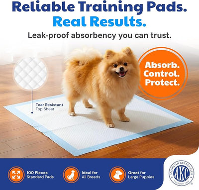 American Kennel Club Scented Puppy Training Pads with Ultra Absorbent Quick Dry Gel – 22 x 22 Pee Pads for Dogs - Fresh Scented - Pack of 100