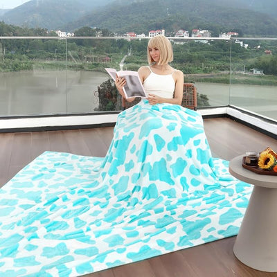 Blue Throw Blanket for Kids, Cute Soft Small Cyan Fleece Blankets for Indoor & Outdoor, Sky Blue Room Decor for Teens Girls Boys Women