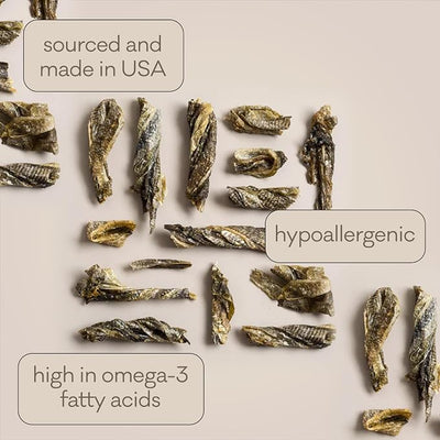 Polkadog Cod Skins for Dogs (12oz Shortie) - Single Ingredient, Wild-Caught Fish Skin Natural Dog Treat Chews. High in Lean Protein & Omega 3. Hypoallergenic, Grain Free. Handcrafted & Made in USA