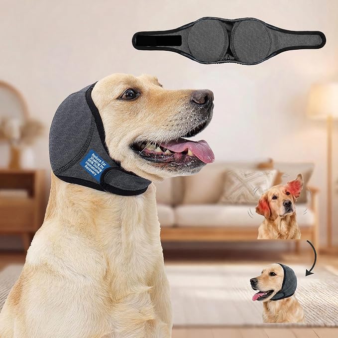 No-Shake Ear Wraps for Dogs: Reduce Ear Shaking by 95% During Hematoma Recovery - Secure No-Slip Fit After Surgery - Cone Alternative for Large Breeds Labs/Goldens/Shepherds