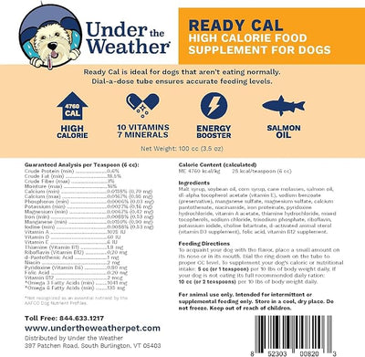 Under the Weather Pet | Ready Cal for Dogs 100cc | High Calorie Supplement | Dog Weight Gainer and High Calorie Booster | 10 Vitamins, 7 Minerals & Omega Fatty Acids (2 Pack)