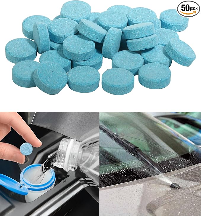 bylikeho 50PCS Windshield Washer Fluid,Windshield Wiper Fluid,Car Accessories Wiper Fluid Concentrate,Car Windshield Washer Fluid Concentrated Clean,Remove Glass Stains,Fit for Car Window Glass