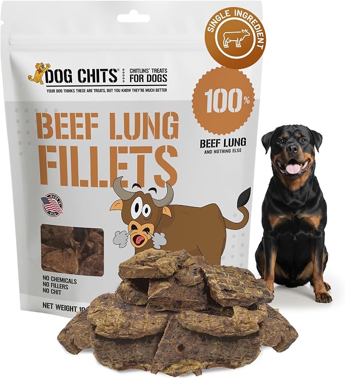 Beef Lung Fillets Dog and Puppy Treats – All Natural Chews for Dogs – Grain-Free, High-Protein, Low Fat Single Ingredient Dog Treat – Ideal for All Dogs – Large, 10 oz – Made in USA