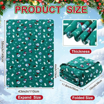 Tuanse 58 x 43 Inches 12 Volt Heated Car Blanket Plug in Portable Car Electric Blanket with Cigarette Lighter, Temperature Controller and Storage Bag for Rv Truck Traveling(Green,Snow Monster)
