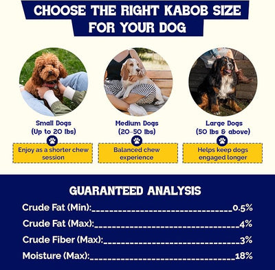 Beefeaters Triple Flavor Beefhide Kabobs 28oz, Dog Treats with Real Chicken, Liver & Sweet Potato – Long-Lasting Dog Kabob Treats for Chewing, Dental Support*, Flavor-Packed Treats - Training Rewards