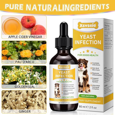 Yeast Infection Treatment for Dogs, Xsvseie Dog Ear Infection Treatment Natural Yeast Treatment Drops for Dogs,Dog Herbal Supplement Soothing Irritation & Itching Discomfort for All Breeds & Size