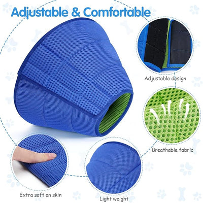 Soft Dog Cone Collar Alternative - Adjustable Comfy Cones for Large/Medium/Small Dogs to Stop Licking After Surgery, Comfortable Fabric Elizabethan Collars, Head Cone of Shame for Neuter Recovery (S)