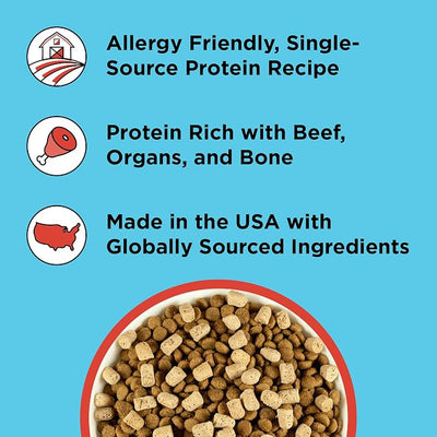 BIXBI Liberty Freeze Dried Dog Food Topper + Dog Treat, Beef Recipe, 4.5 oz - 98% Meat and Organs, No Fillers - Pantry-Friendly Raw Treat or Food Topper - USA Made in Small Batches