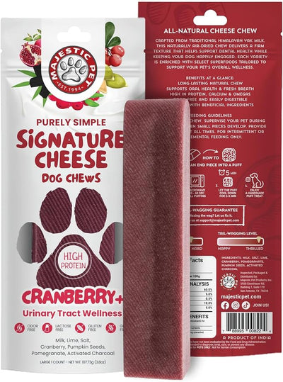 Majestic Pet Himalayan All-Natural Cheese Dog Chews - Long Lasting Dental Chew for Dogs - Healthy Pet Treats with Beneficial Ingredients (Urinary Tract Wellness, Large, 1 Pack)