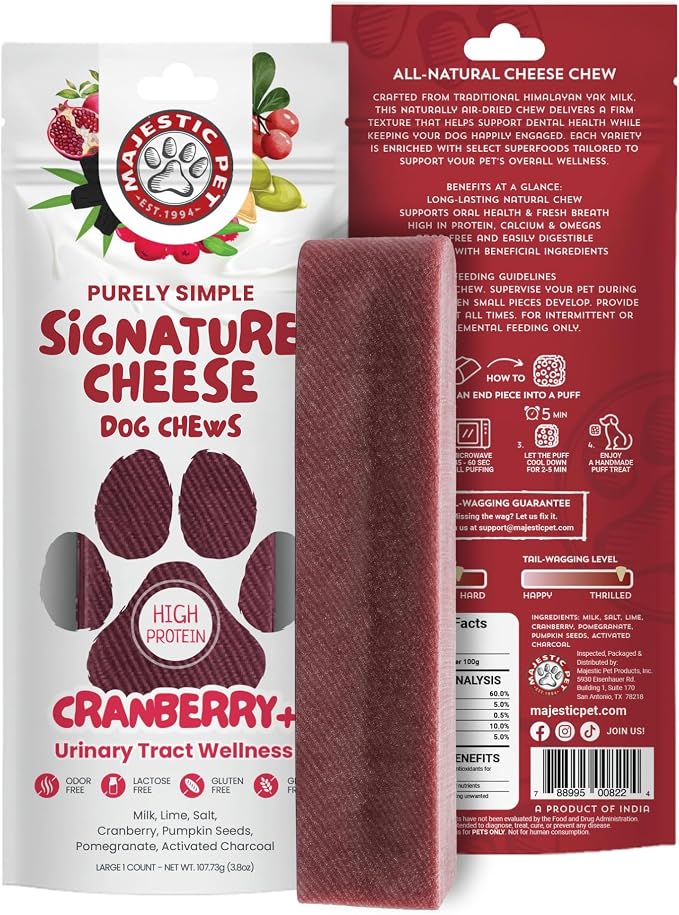 Majestic Pet Himalayan All-Natural Cheese Dog Chews - Long Lasting Dental Chew for Dogs - Healthy Pet Treats with Beneficial Ingredients (Urinary Tract Wellness, Large, 1 Pack)
