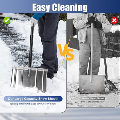 Snow Shovels for Driveway, 68 Inch Long Heavy Duty Aluminum Snow Removal Shovel Pusher for Snow Removal Portable Shovel Detachable for Car Trunk Emergency Camping Home Garage Garden