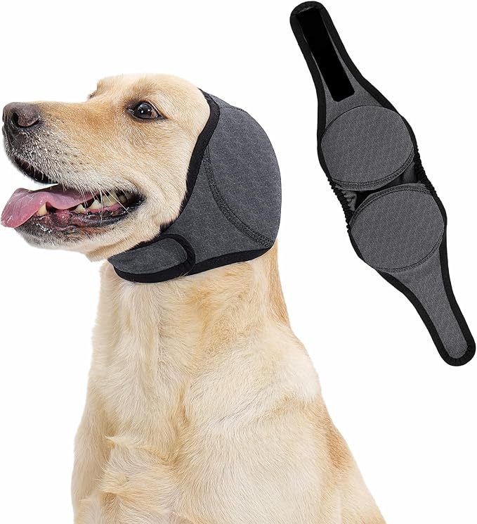LIANZIMAU Quiet Ears for Dogs Comfort Calming Hoodie Dog Ear Covers for Noise & Anxiety Relief Ear Wraps for Dog Adjustable Dogs Ear Muffs Noise Protection Firework,Grooming and Force Drying