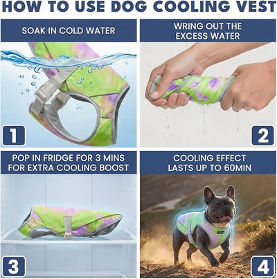Spark Paws Dog Cooling Vest - SPF 50 UV Sun Protection - Summer Heat Relief Gear for Dogs, Lightweight, Evaporative Cooling - Dog Anxiety Relief Vest During Hot Days - Neon Purple - Size L