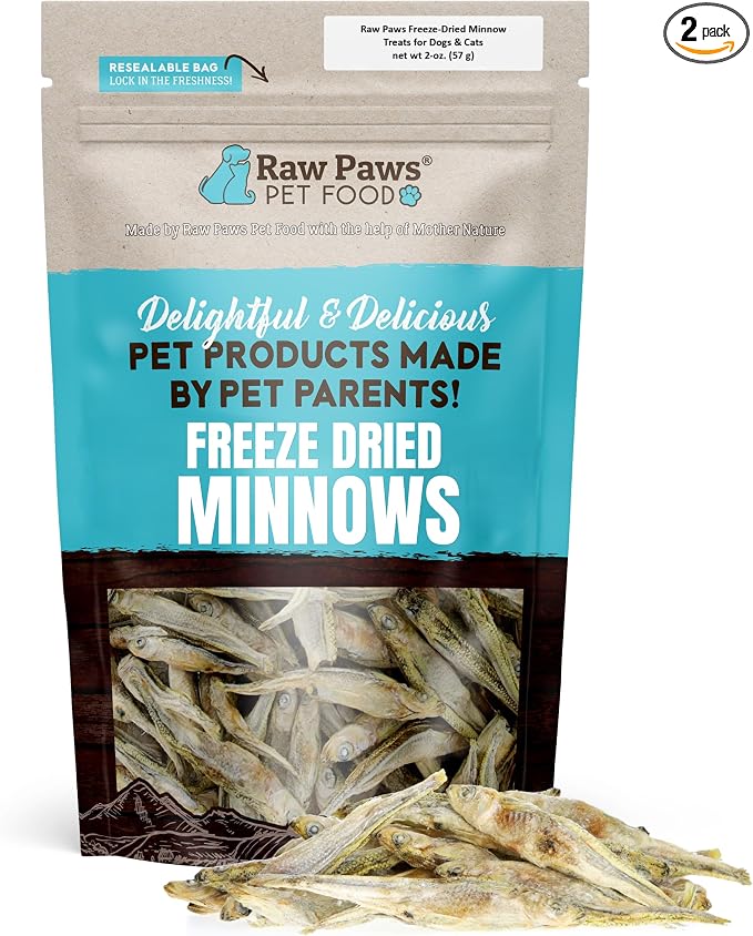 Raw Paws Smelt Freeze Dried Minnows for Cats & Dogs, 2-oz - Made in USA - Freeze Dried Fish for Cats - Single Ingredient Fish Dog Treats - Minnows Dog Treats