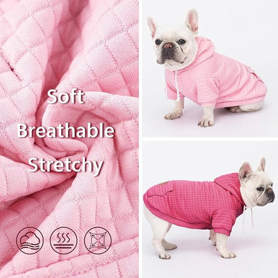 2 Pack Dog Hoodie Sweaters for Small Medium Dogs Warm Dog Clothes for Large Dogs Soft Waffle-Like Laminated Sweatshirt Bulldog (Pink+Rose, 3XL (Back: 29.5",Chest: 36.5", Neck: 27"))