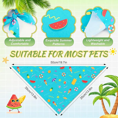 Abbylike 50 Pieces Summer Themed Dog Bandanas Bulk Hawaiian Dog Bandanas for Pets Triangle Kerchief Scarf Bibs Set for Summer Pets Dogs Party Costume Accessories, 25 Styles (19.7 x 13.8 x 13.8)