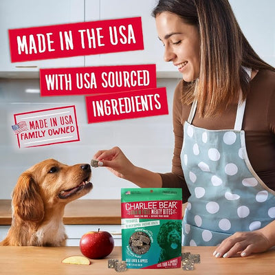 Charlee Bear Grain Free Freeze-Dried Dog Treats, Beef Liver & Apples, High Protein, Limited Ingredient Training Treats or Meal Topper, 2.25 oz, Made in USA