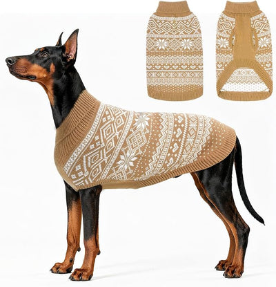 HOMIMP Dog Sweater Argyle - Warm Winter Clothes Puppy Soft Coat, Ugly Dog Sweater for Small Medium and Large Dogs, Pet Clothing Boy Girl, Cream XL