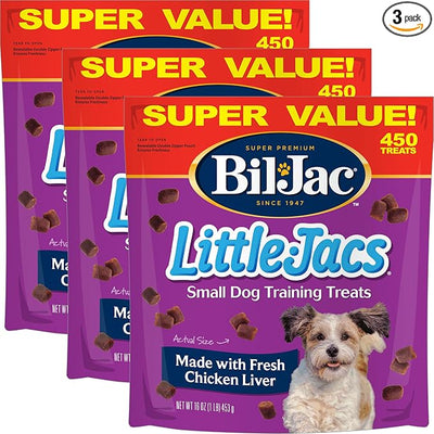 Bil-Jac Little-Jacs Small Dog Training Treats | Soft Chicken Liver Recipe | 16 oz (3-Pack)