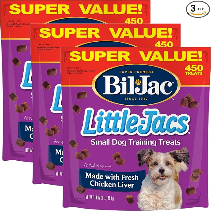 Bil-Jac Little-Jacs Small Dog Training Treats | Soft Chicken Liver Recipe | 16 oz (3-Pack)