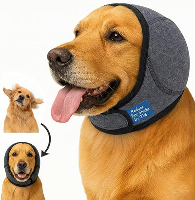 No-Shake Ear Wraps for Dogs: Breathable Bonnet to Stop Shaking & Aid Aural Hematoma Recovery - Post-Surgery Bleeding Protection for Golden Lab & Shepherd Large Breed