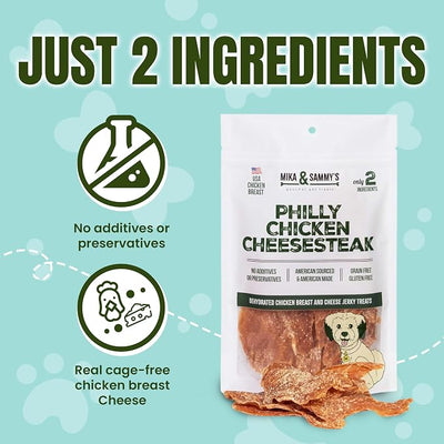Mika & Sammy's Gourmet Jerky Dog Treats Made in the USA. (Chicken Cheese 5 0z)