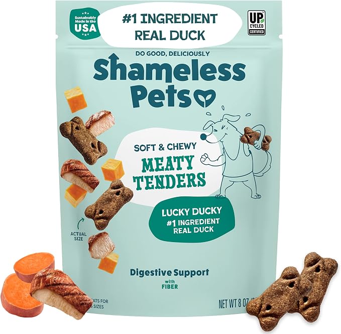 Soft & Chewy Dog Treats, Lucky Ducky Meaty Tenders, 8oz – Real Duck is 1st Ingredient – Grain Free, No Corn or Soy – Digestive Support – for Small, Medium & Large Dogs