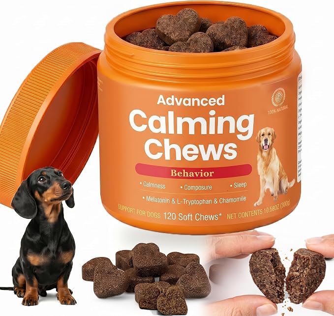 Calming Chews for Dogs, Turkey Flavor Dog Anxiety & Stress Relief Supplement for Relaxation, Composure and Separation Support, Calming Treats Soft Chews for Daily Use, 120 Count