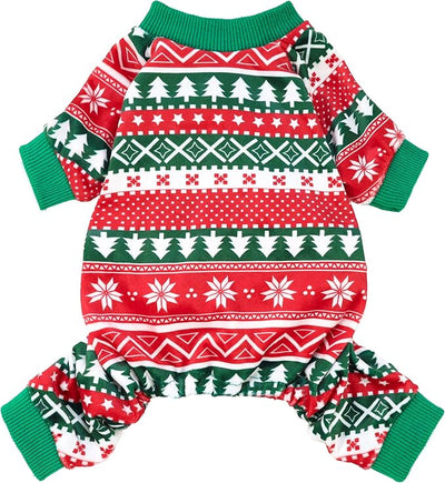 Fitwarm Dog Christmas Outfit, Dog Pajamas, Dog Winter Clothes for Small Dogs Boy Girl, Pet Ugly Sweater, Cat Costume, Red Green, Large