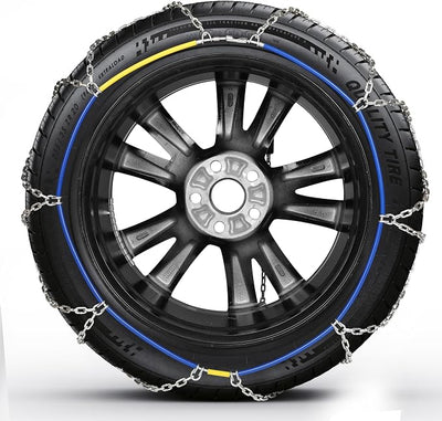 COCO BIRD Snow Chains, Wear-Resistant High Carbon Steel Anti Slip Tire Chain for Passenger Cars, Pickups, and SUVs, Set of 2 (KN150)