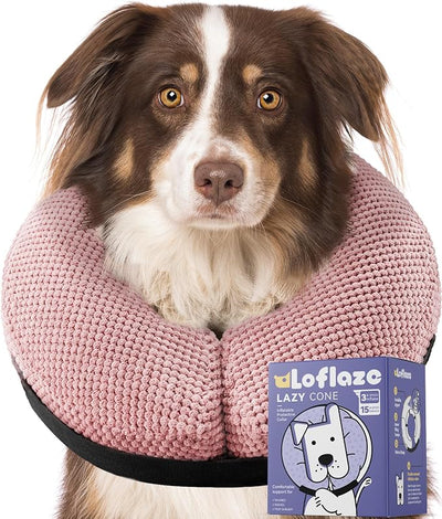 Loflaze Soft Inflatable Dog Cone Collar for Large Medium Small Dogs Cats - After Surgery Dog Neck Donut Collar, ECollar Alternatives for Recovery - Pink, XL