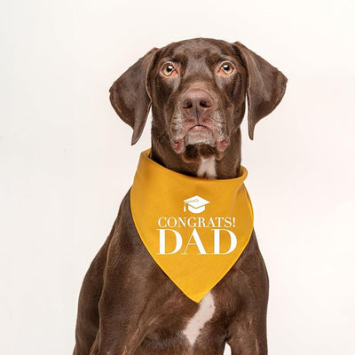 Congrats Dad Dog Bandana | 100% Cotton Adjustable Triangle | Made in USA | Graduation | College | Senior Year | Family Support | Class of |Camo, X-Small (420)