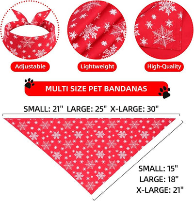 Christmas Dog Bandanas Large 2PCS, for Dog, Triangle Reversible Holiday Bandana for Boy Girl, Bibs Accessories for Medium Large Dogs Cats Pets