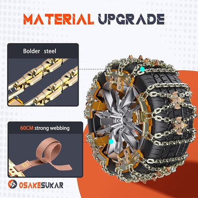 2025 Upgrading Tire Chains, Snow Chains, Anti-slip for Trucks Car SUV RV, Emergency Tire Chains, Tire Width 225-285 mm, Set of 6(No Damage To The Car After Breaking, To Avoid High Maintenance Costs)