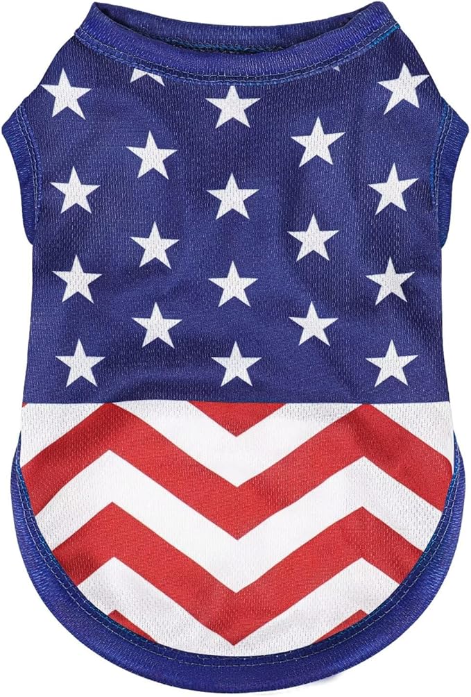 American Flag Inspired Dog Vest: Perfect Dog Shirt, Ideal Tank Top for Everyday Wear, Independence Day Celebrations Quality Materials for a Cute and Stylish Look Classic Blue Star XXL