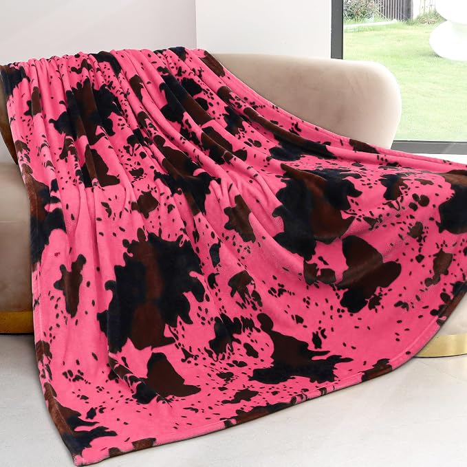 Twin Size Blanket for Bed, Hot Pink Fleece Throw Blanket for Women Teen Girls, Soft Plush Cozy Bedding for Bedroom Decor, Pink Gifts for Women Teen Girls 60"x80"